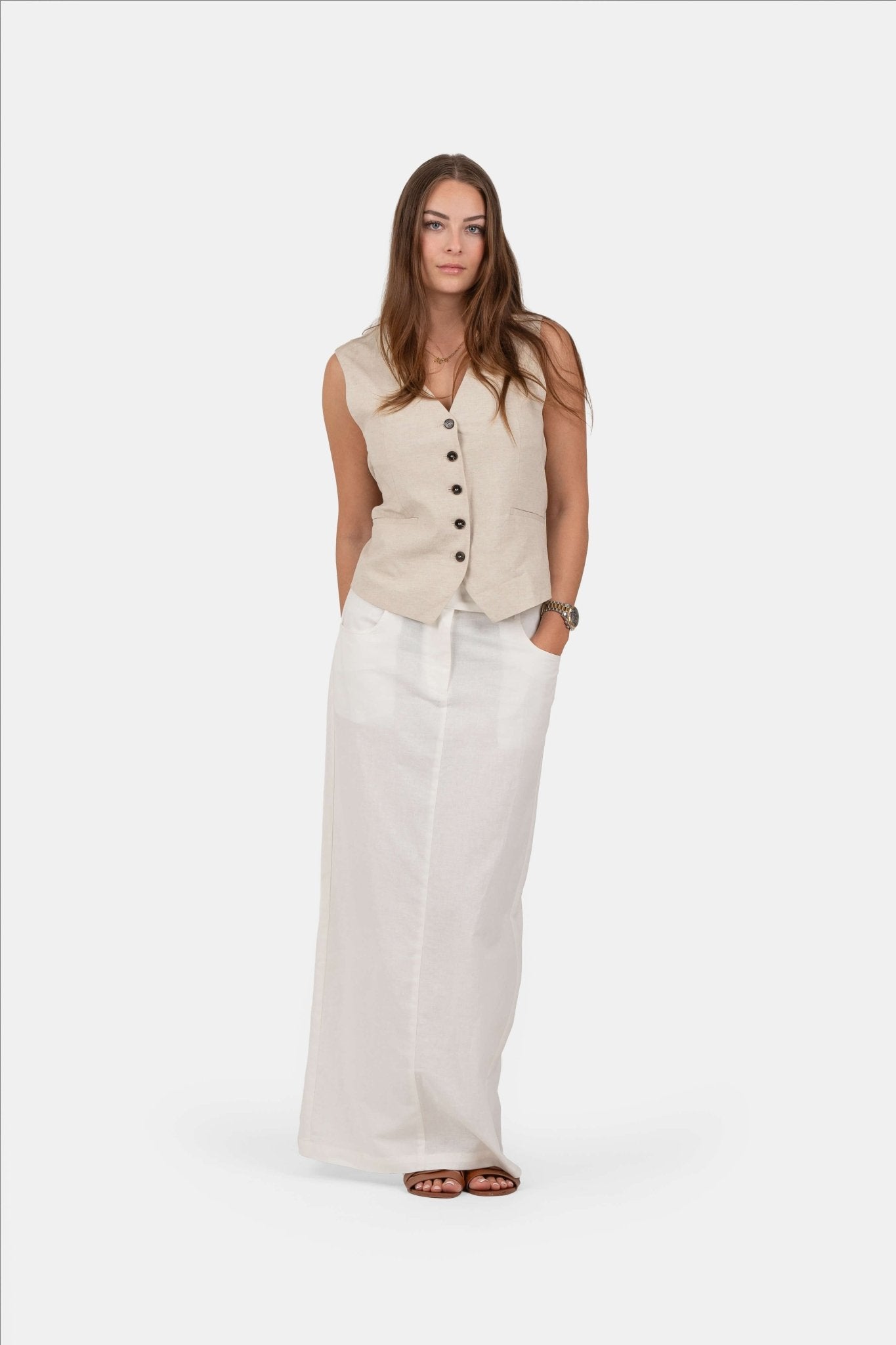 Hør Nederdel Hvid | Skagen-clothing.dk